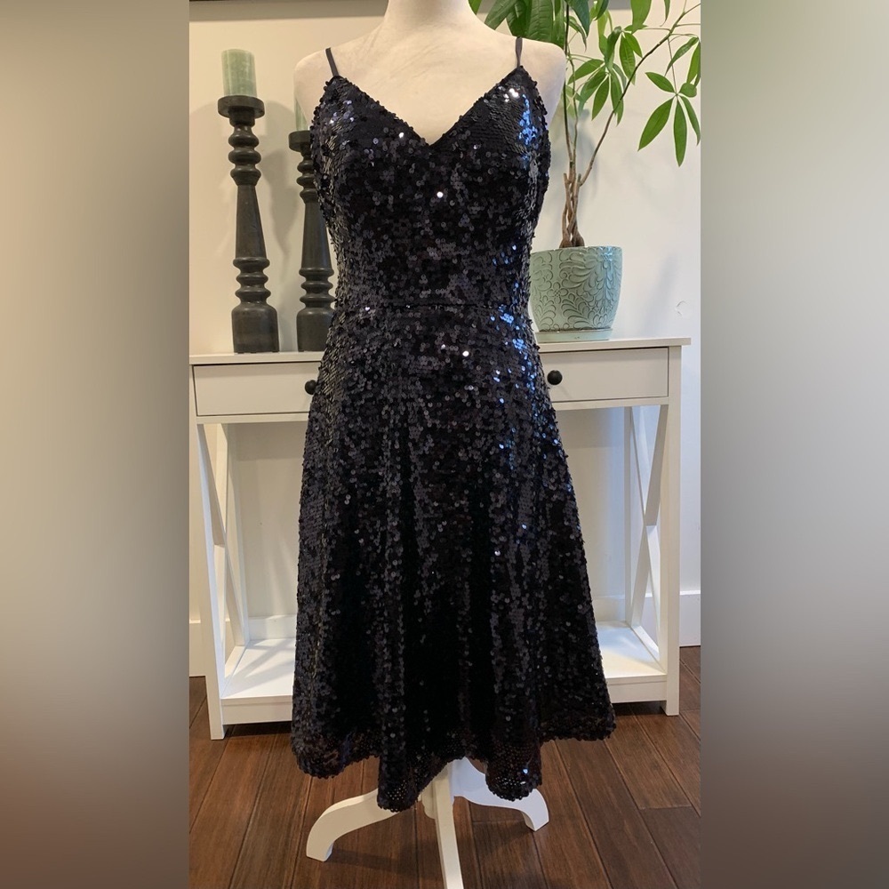 Vince Camuto Navy Color Sequin Dress